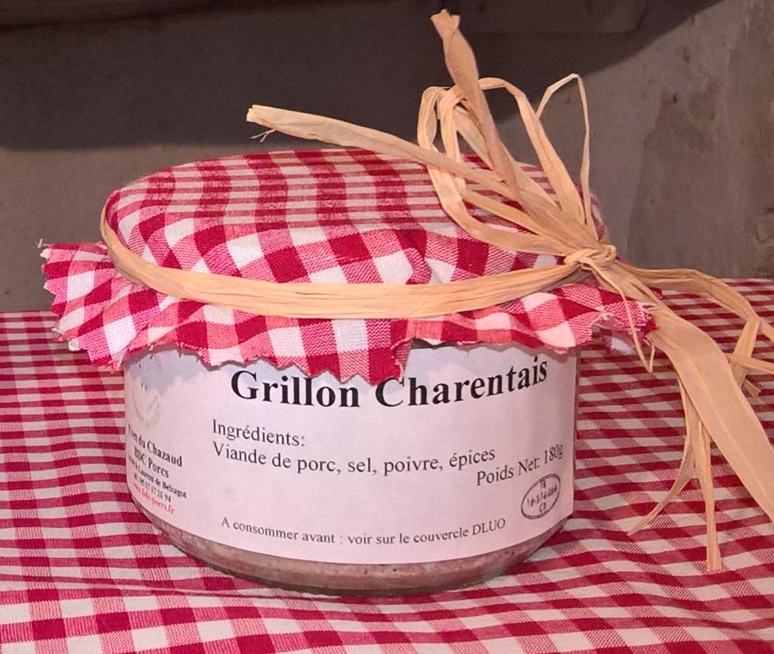 Petit Grillon Charentais -  180 g d'un grillon sans ail, 100% naturel au vrai gout de notre porc que les épices viennent subtilement sublimer